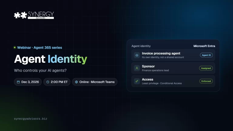 Agent Identity: Who controls your AI agents? · Synergy Advisors, Dec 3, 2026