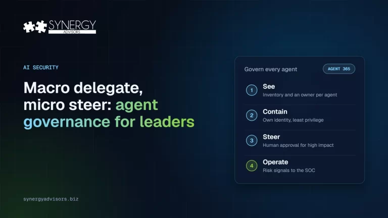 Macro delegate, micro steer: AI agent governance for leaders, in four steps: see, contain, steer and operate