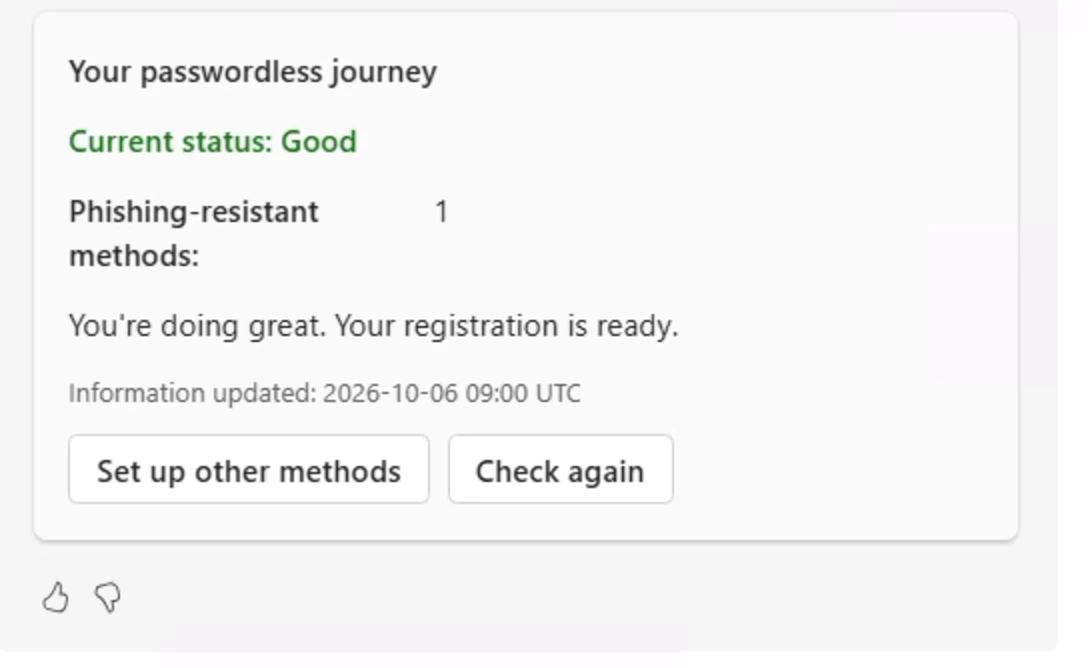 Secure Access User Agent status card in Microsoft Teams showing current status Good